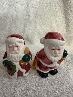 Festive Ceramic Santa Salt and Pepper Shakers - Red and White Holiday Decor